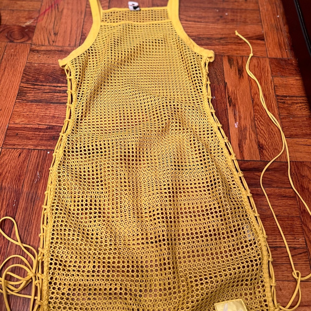 Yellow mesh party dress